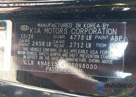 2021 Kia Stinger Gt-Line from USA, damaged, VIN KNAE15LA7M6098030